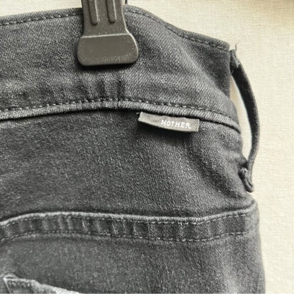 Mother The Insider Crop Step Fray Black Denim Jeans Sz 23 - Picture 7 of 16